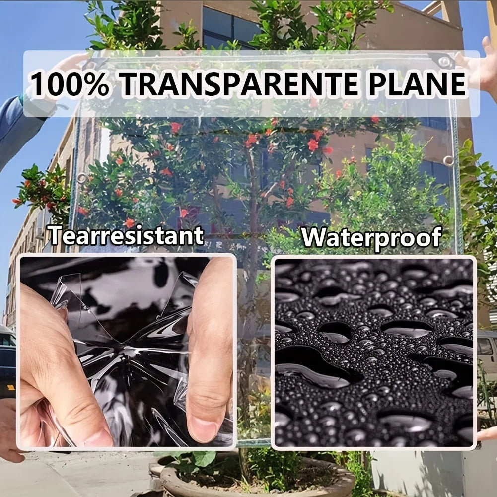 Transparent Rainproof Tarp for Outdoor Patio Shading & Wind Protection