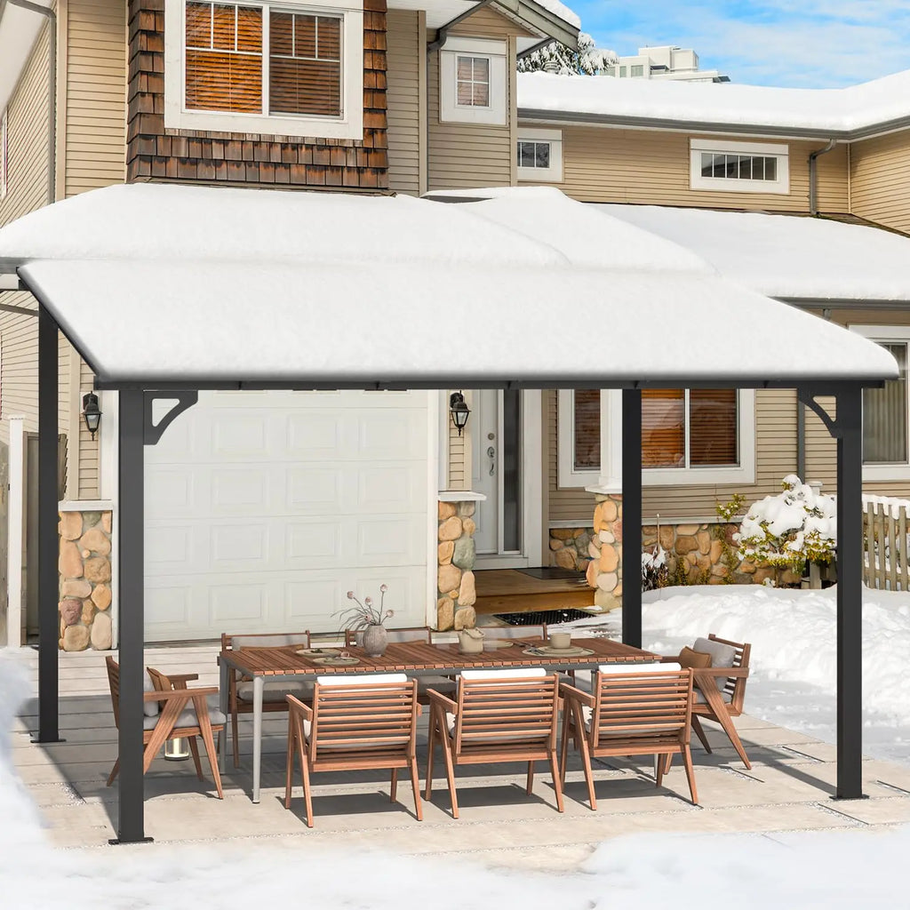 Wall Gazebo12’ x 10’, Hard Top Gazebos Pergola on Clearance