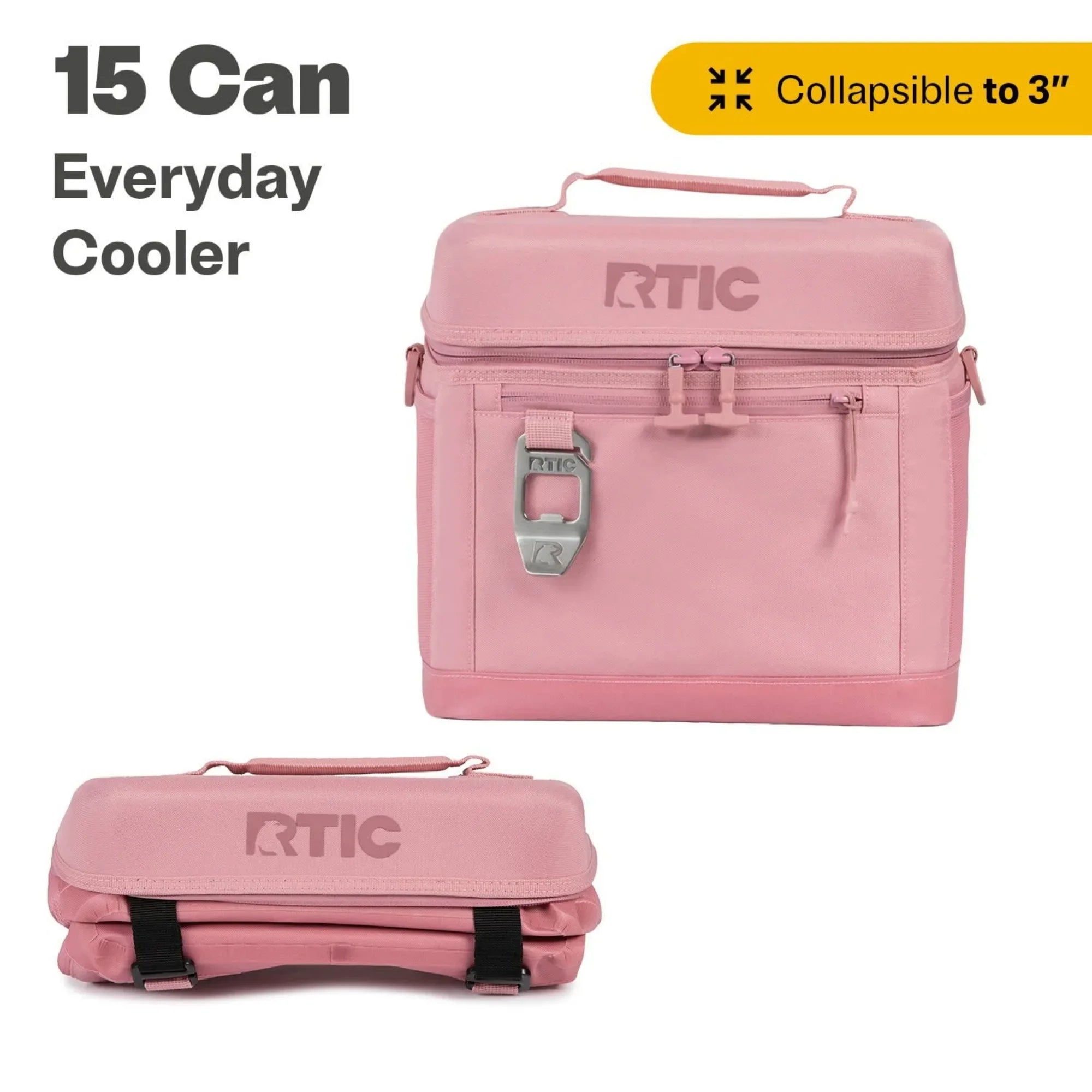 15 Can Everyday Cooler, 16 Qt Collapsible with Bottle Opener, Dusty Rose