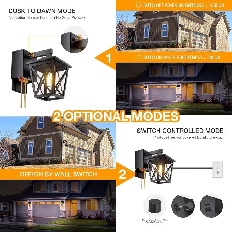 Porch Lights with Outlet, Dusk to Dawn Wall Sconce