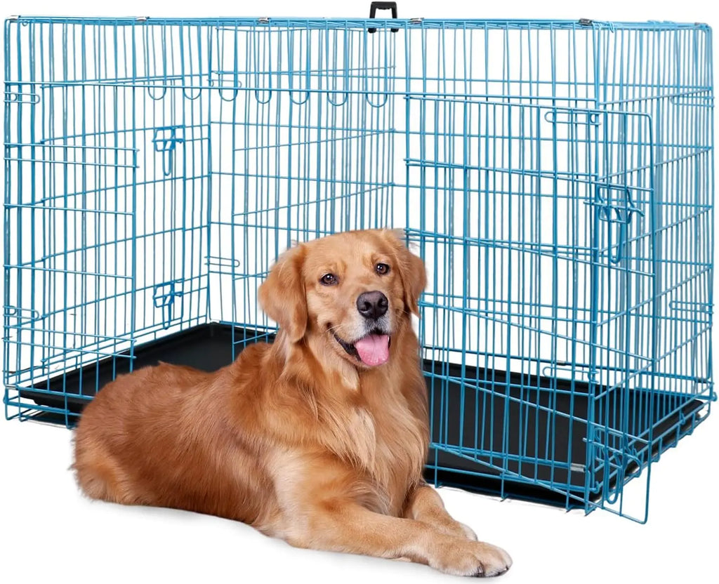 Dog Crate 48" Black Foldable Metal Kennel