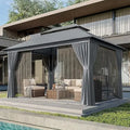 Gazebo 10x12, Metal Frame Canopy with Double Roof And Mosquito Net