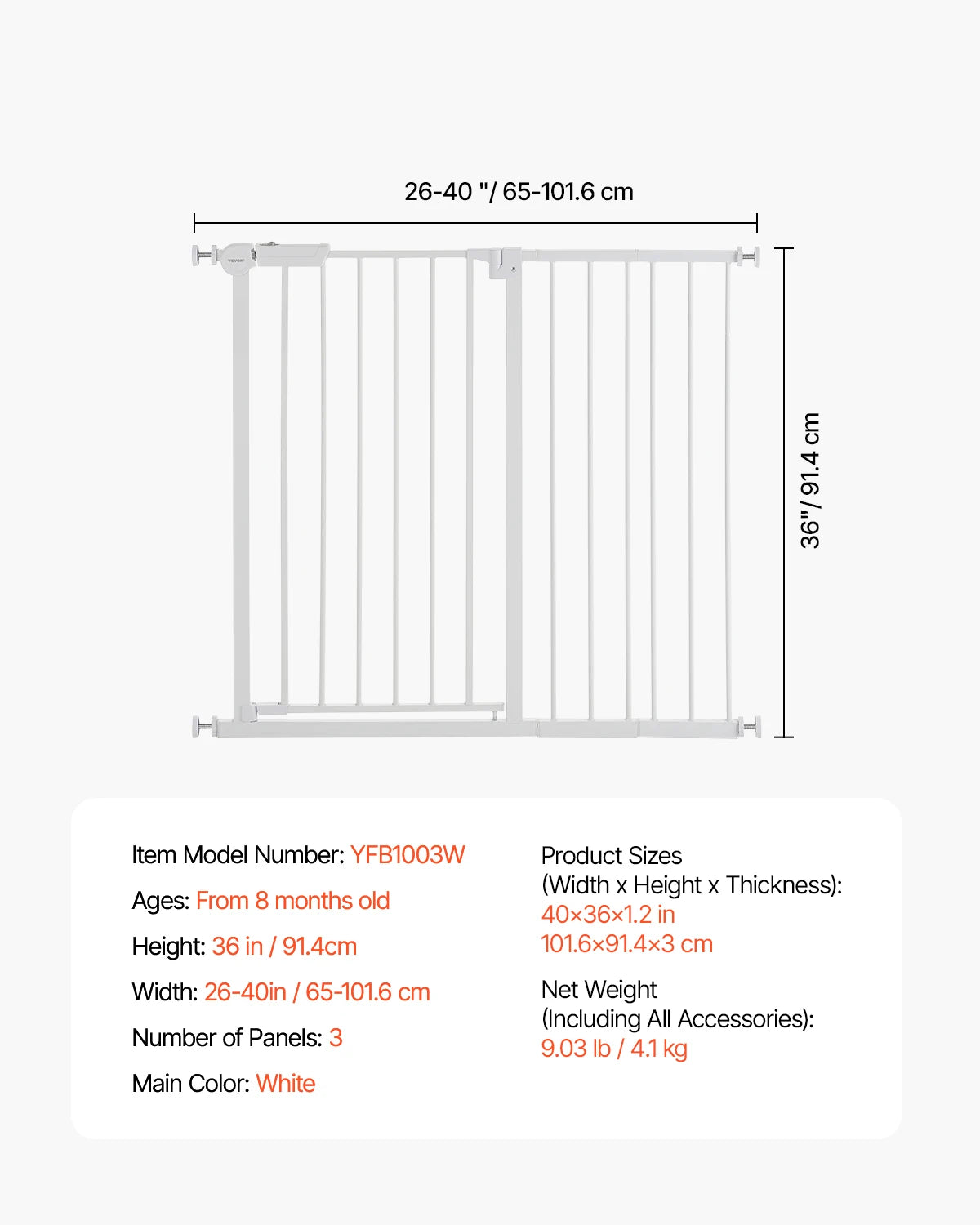 Baby Gate 28/30/36 Inches High Baby Gate