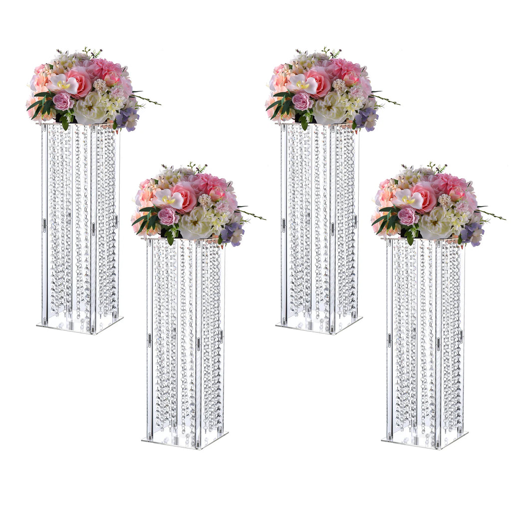 4Pcs Wedding Flower Stand Clear Floor Vase