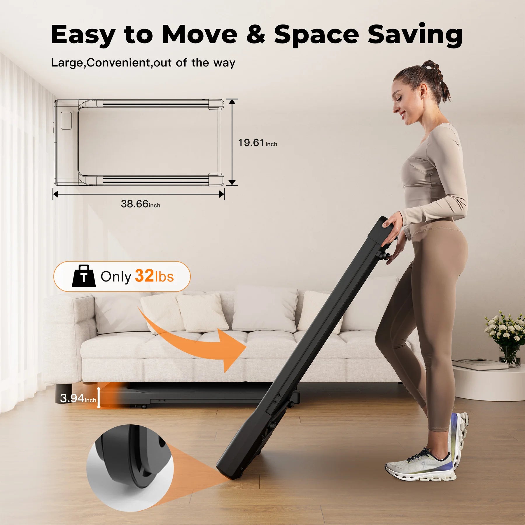 Walking Pad Treadmill 2 in 1 Portable with Remote Control