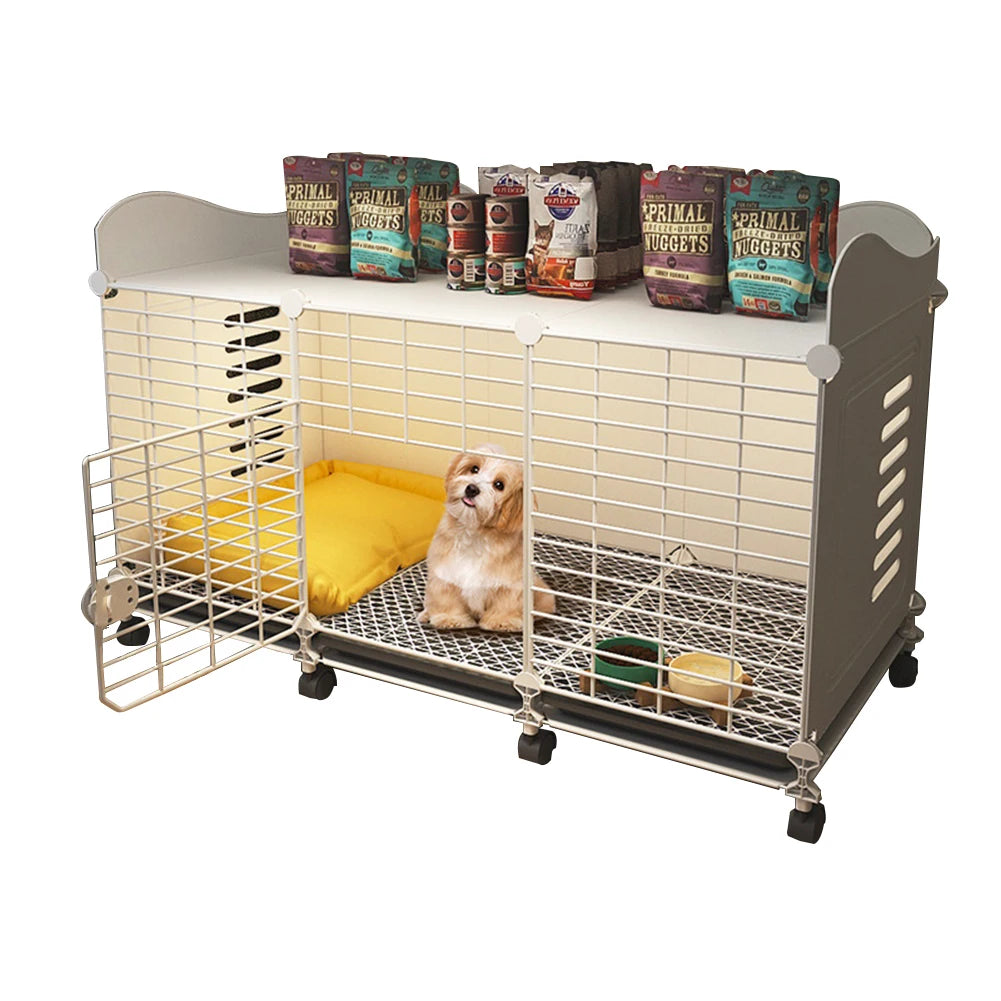 Dog Cage Crate with Wheels & Tray Indoor Dog House