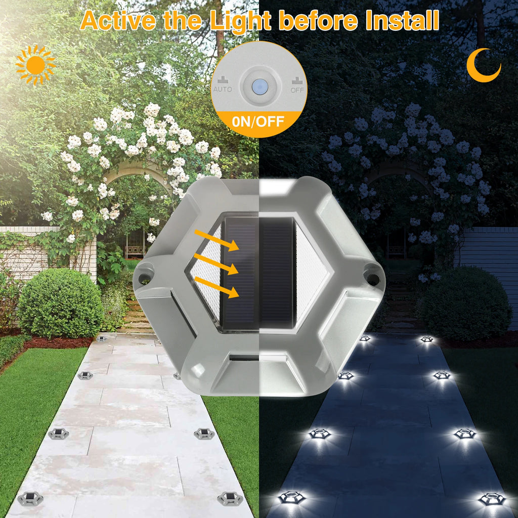 4pcs Blue/Cold White Solar Driveway Lights