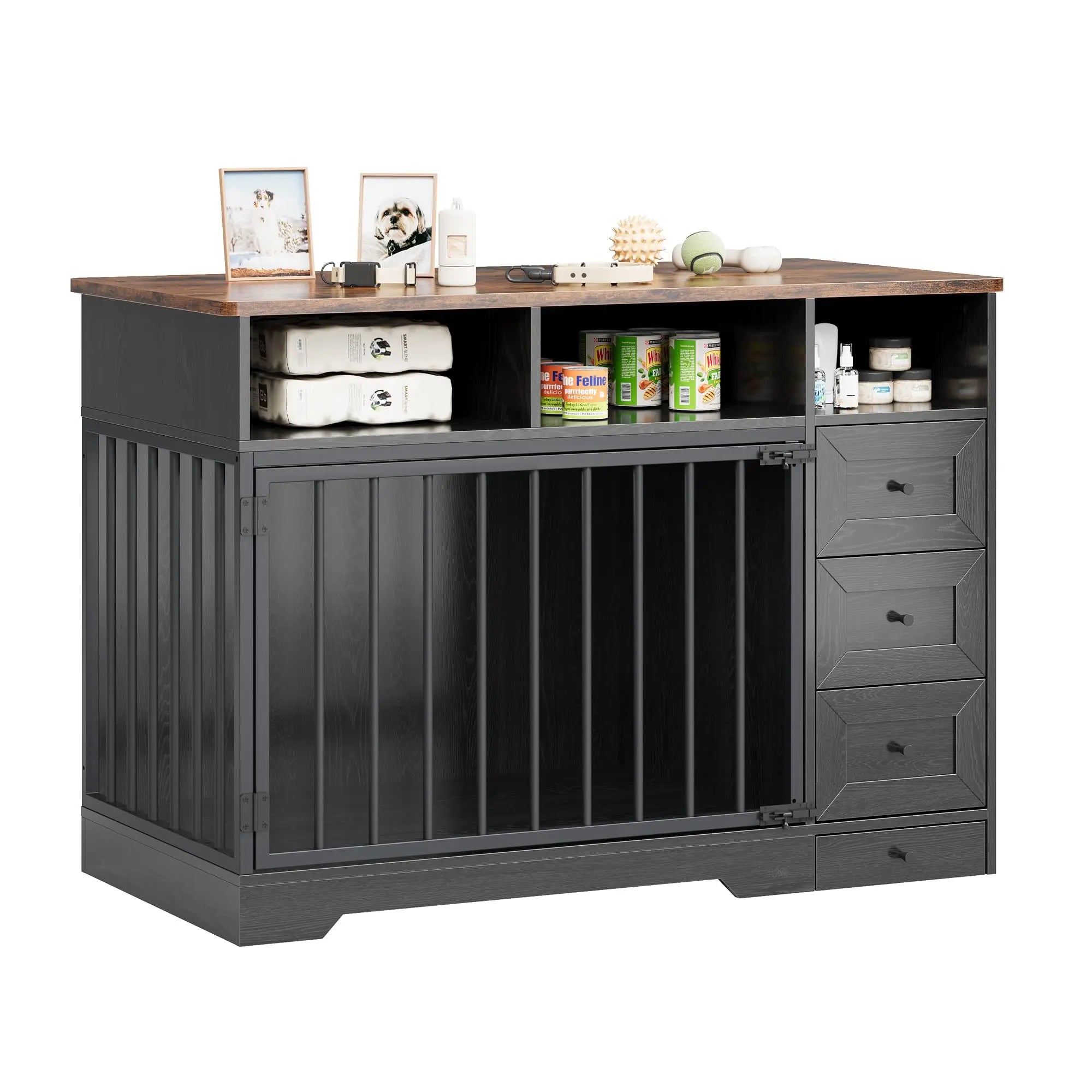48 Inch Large Farmhouse Wooden Dog Crate Furniture