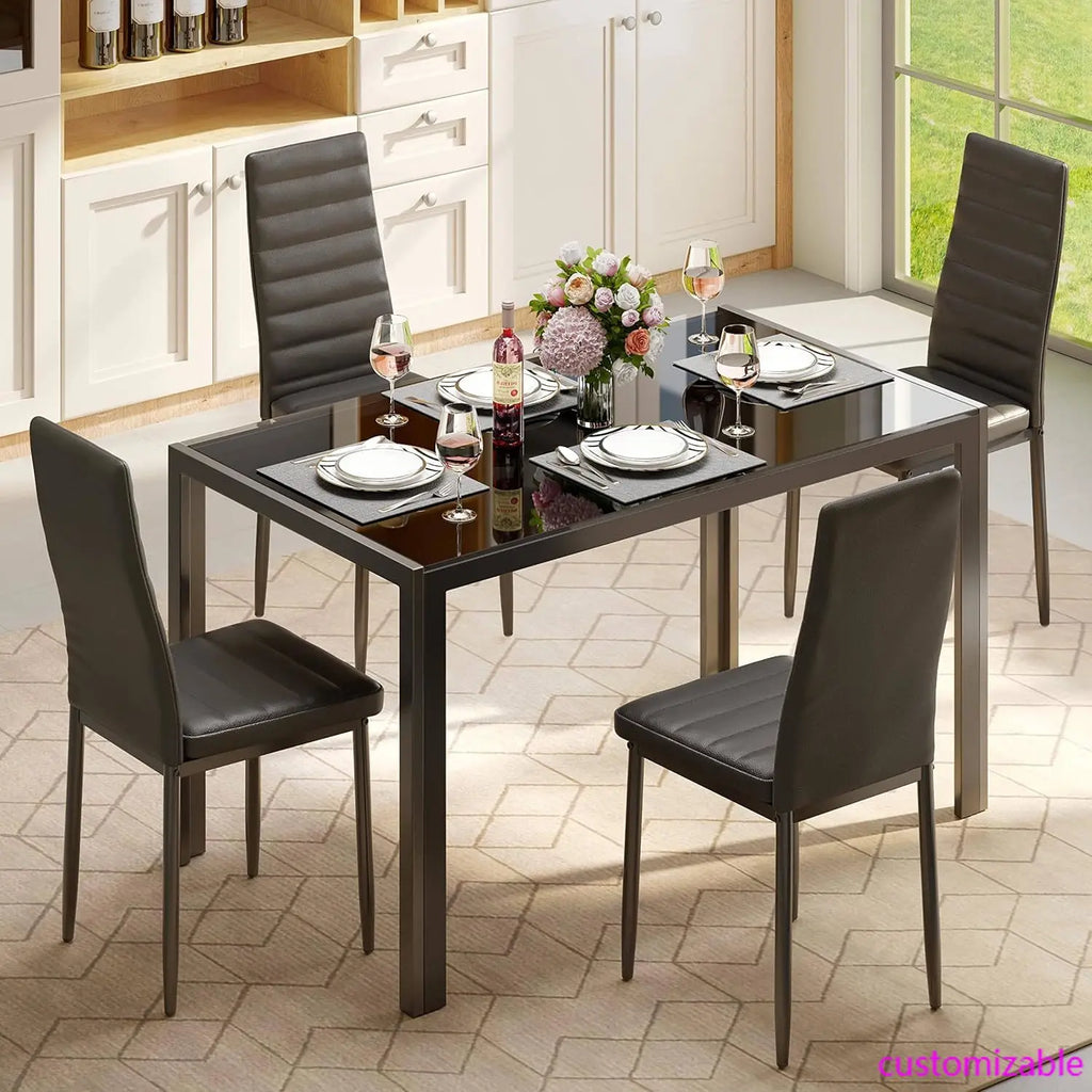 5 Piece Glass Dining Table & Chair Set
