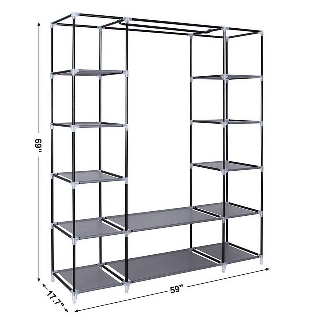 69" Portable Clothes Closet Wardrobe Storage Organizer