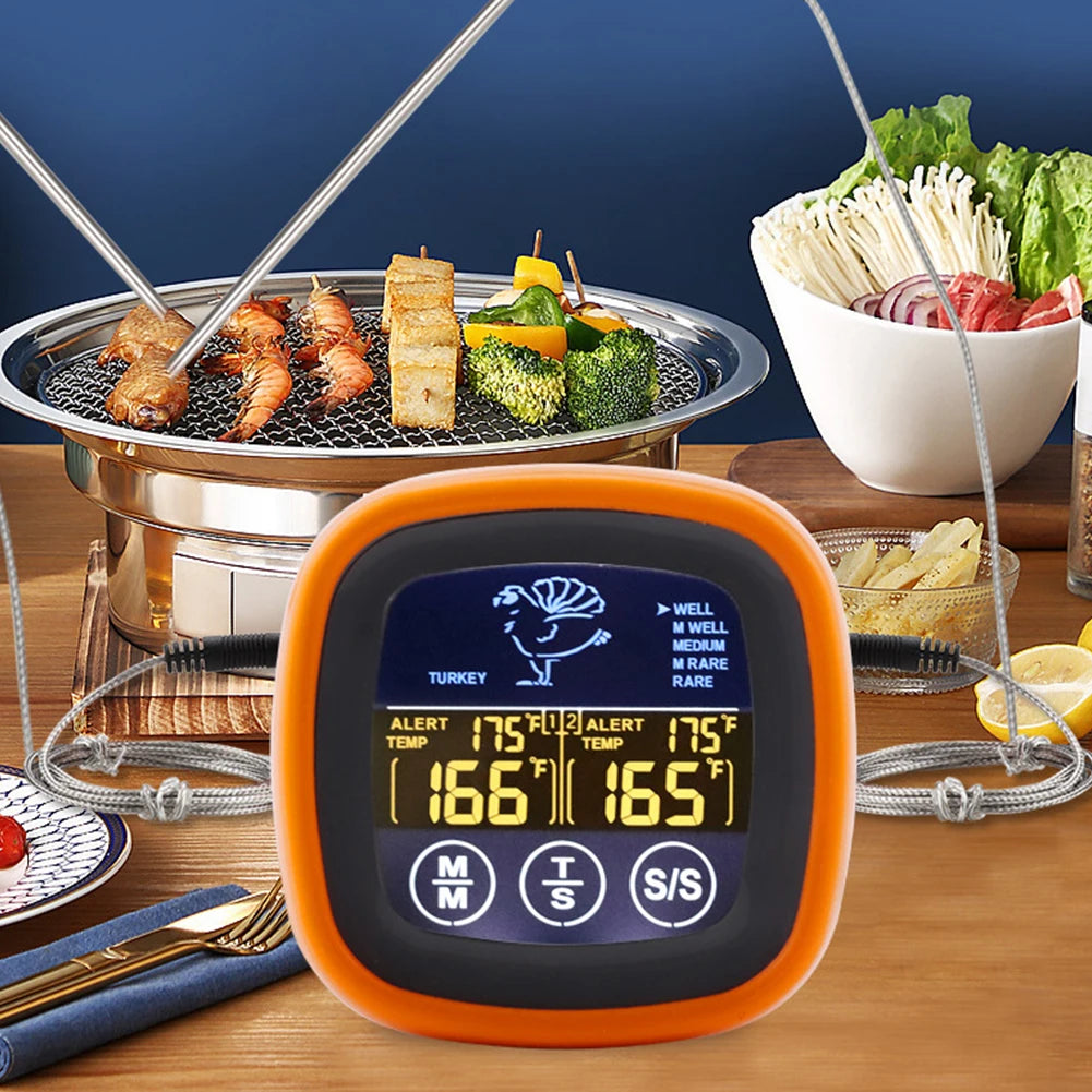 Digital Kitchen Thermometer with 2 Probe Touch Screen With Timer