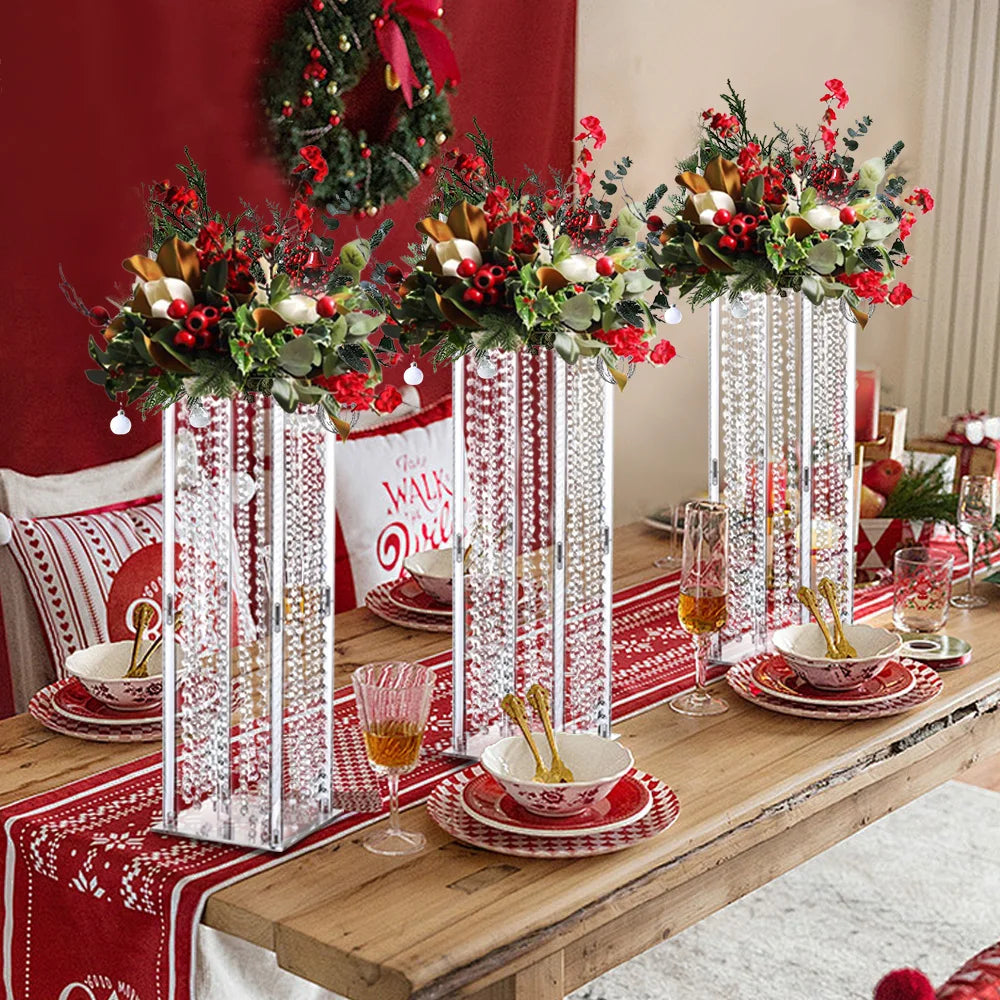 4Pcs Wedding Flower Stand Clear Floor Vase