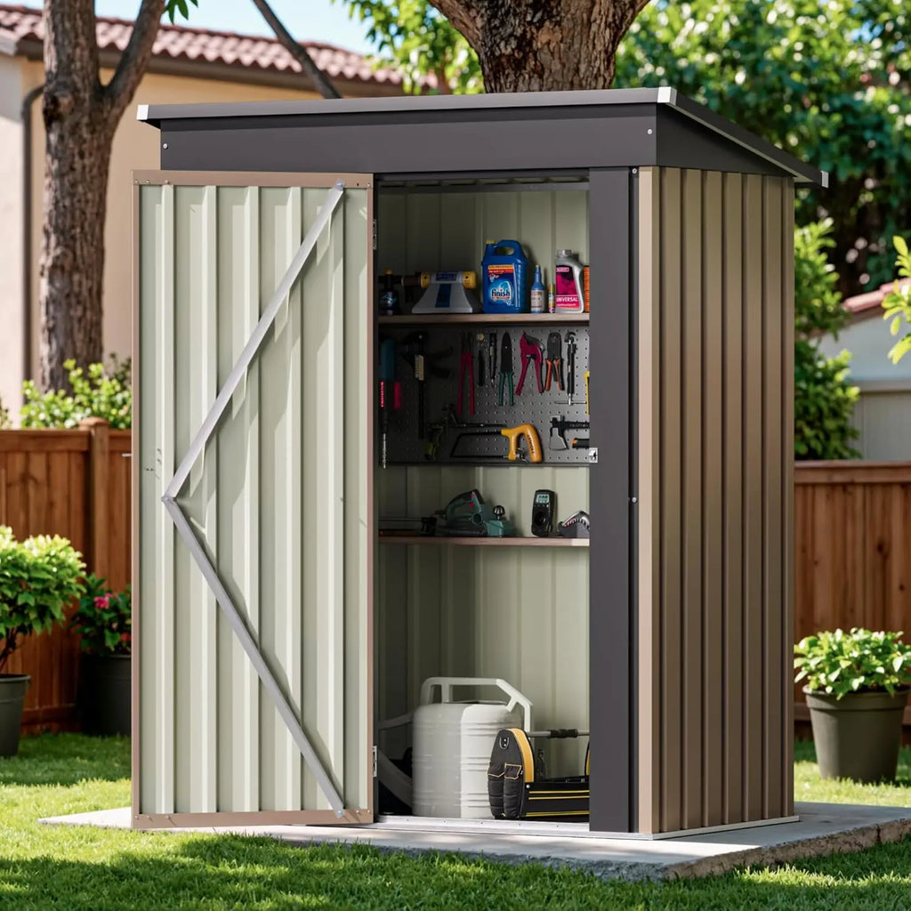 Outdoor Storage Shed 5 x 3 FT Lockable Metal Steel Anti-Corrosion Customized