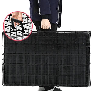 Dog Crate 48" Black Foldable Metal Kennel