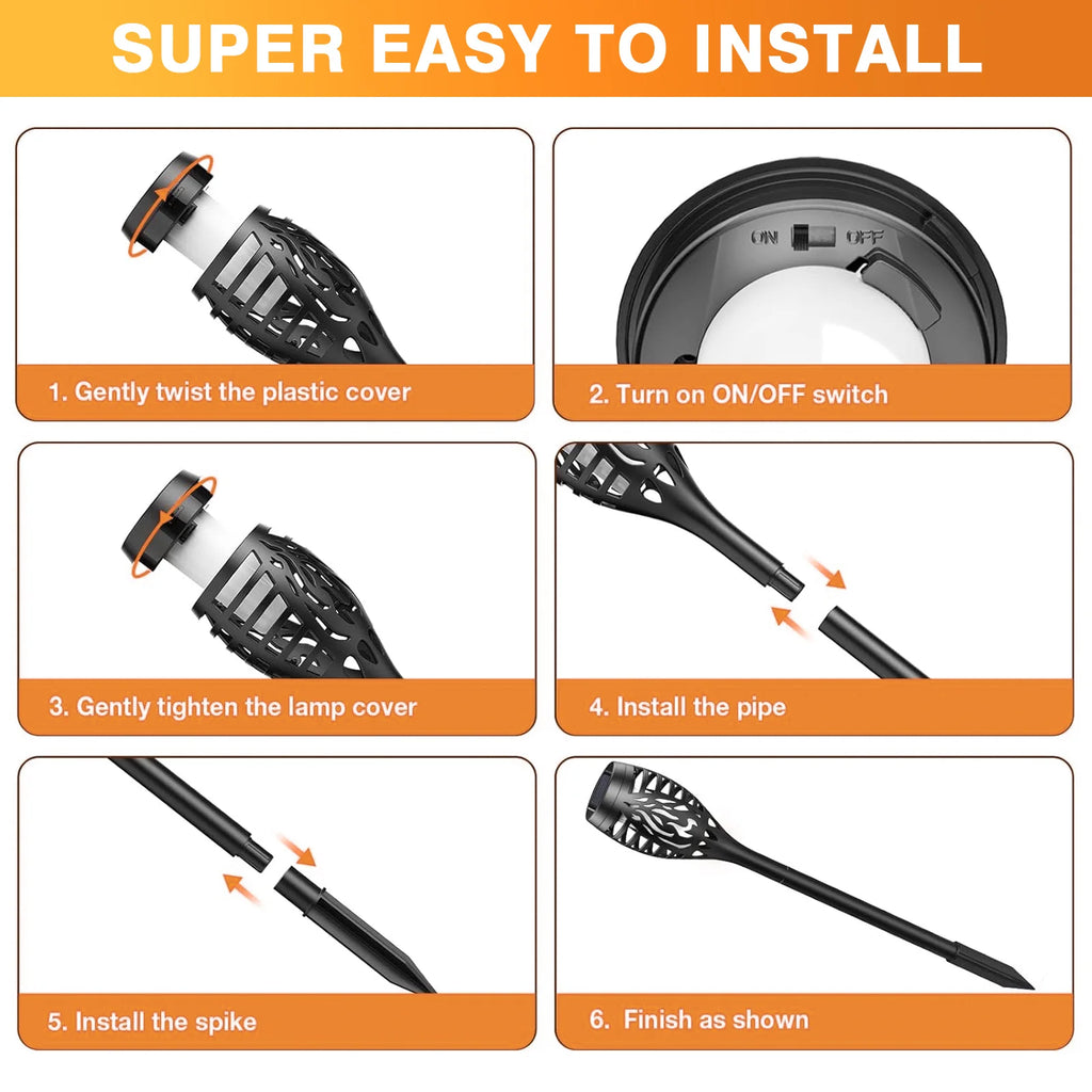 Solar Lights Outdoor LED 4/6/8/12Pcs Solar Torch Lights