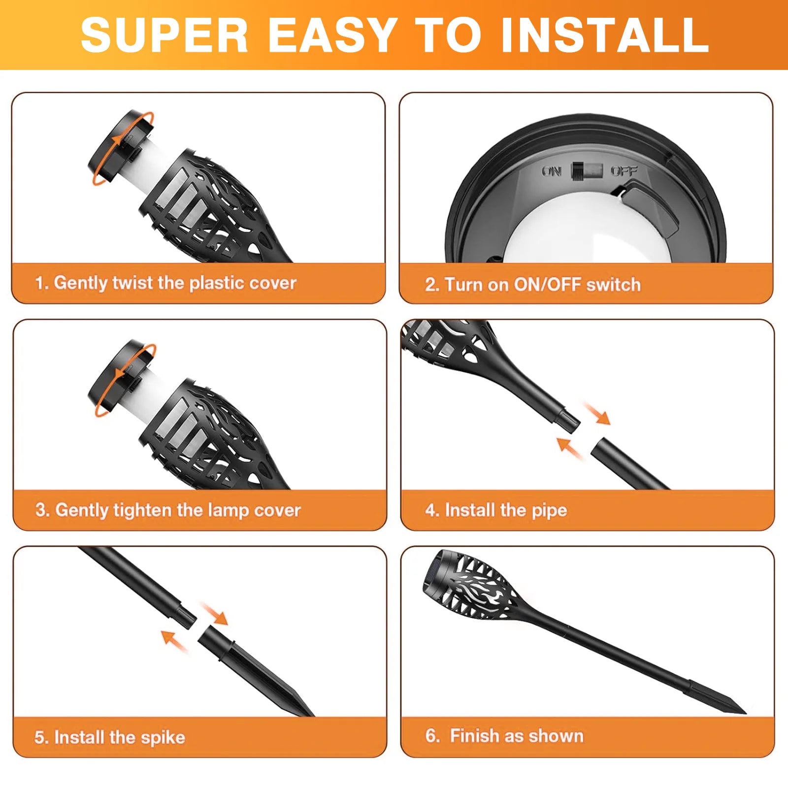 Solar Lights Outdoor LED 4/6/8/12Pcs Solar Torch Lights