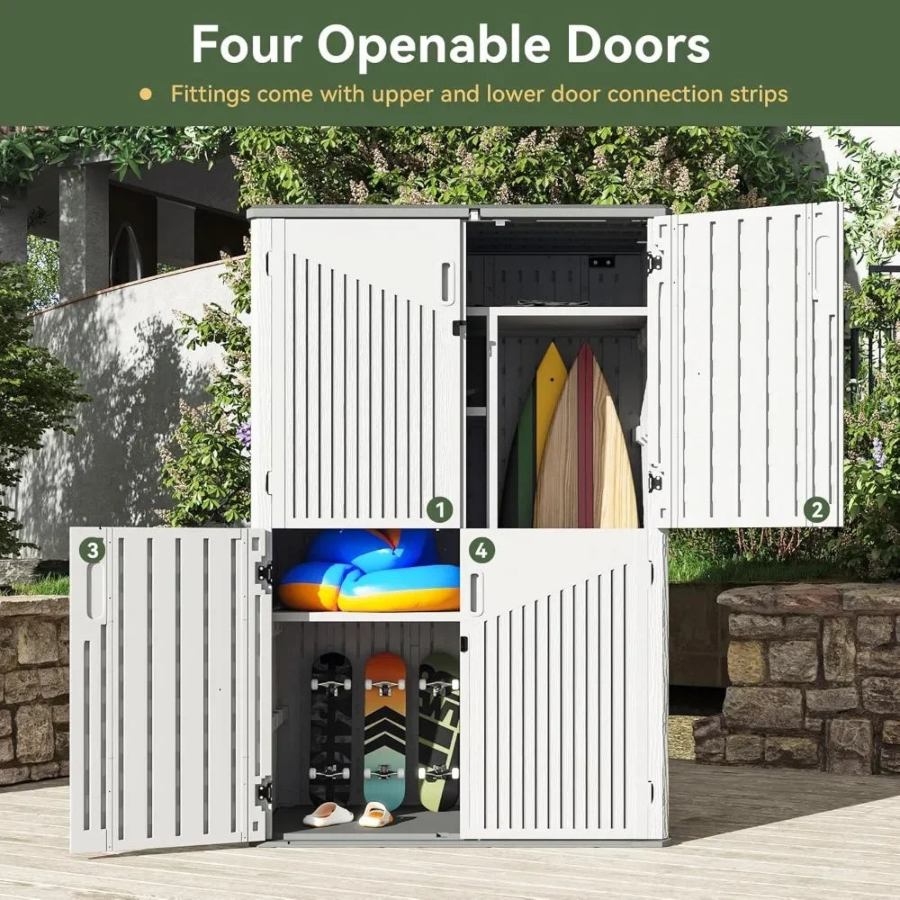 Outdoor Storage Shed, 64 Cu Ft Vertical Sheds with Floor