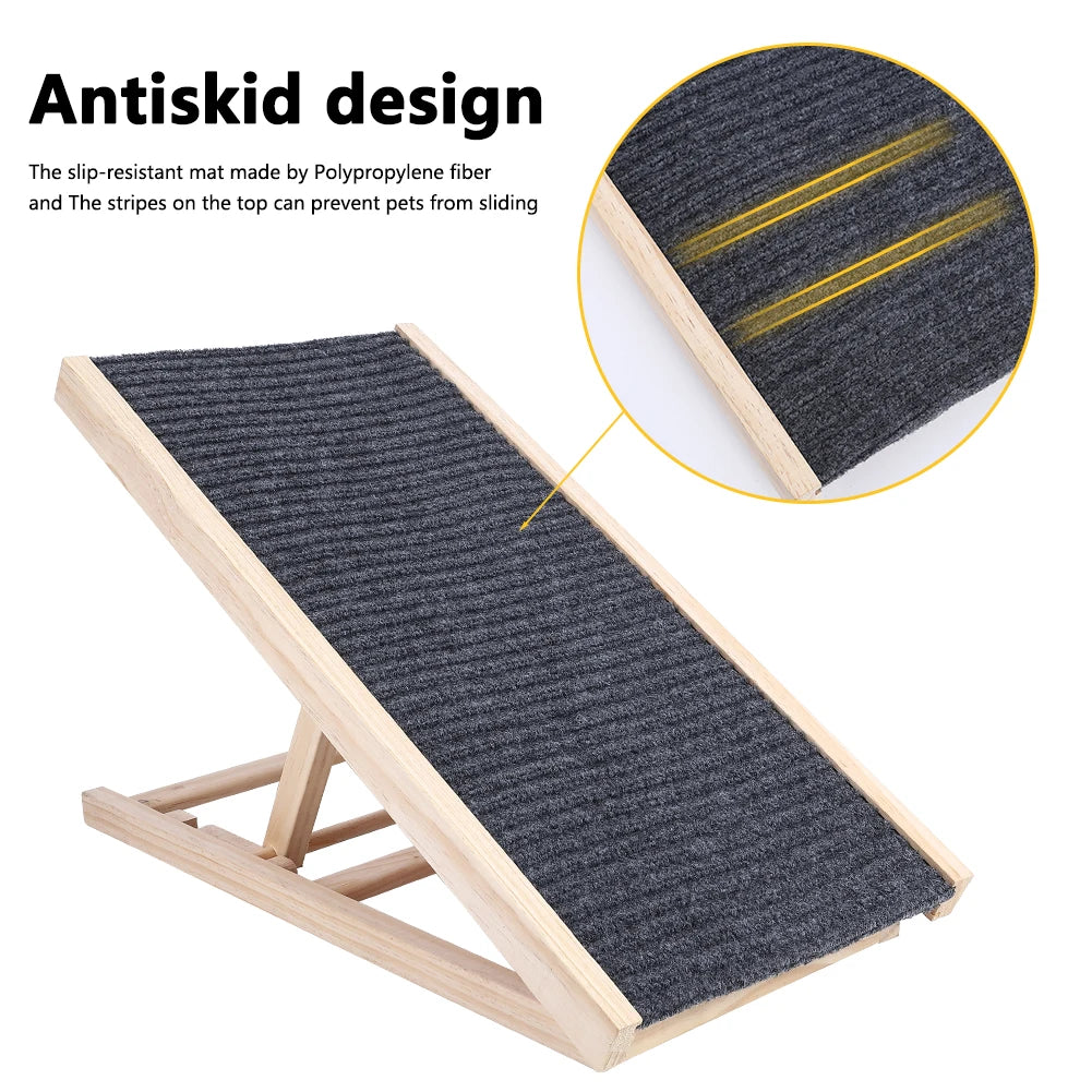 Dog Ramp Pet Wooden Ramp with Adjustable Height