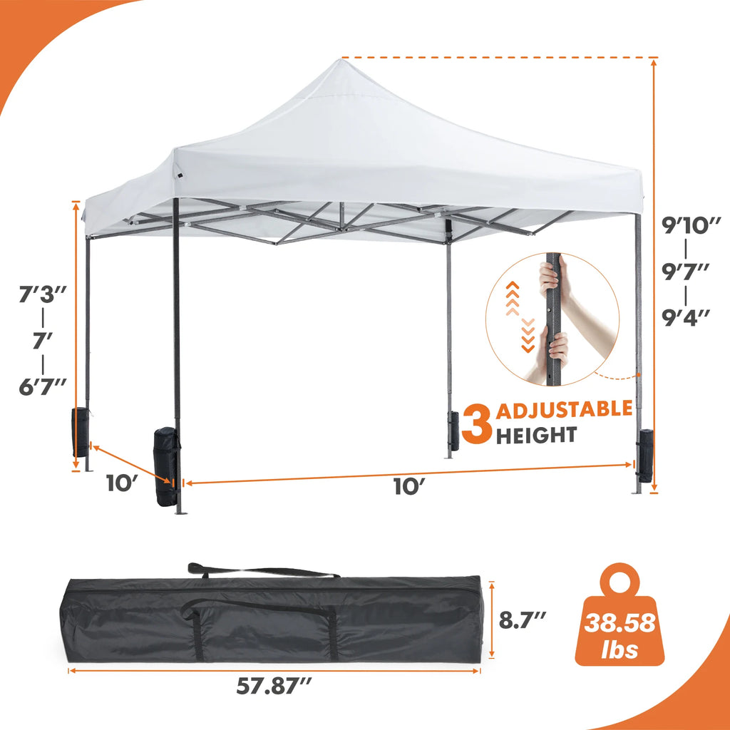 JHK 10x10ft Pop Up Outdoor Canopy Tent Easy Setup  Sun Shelter