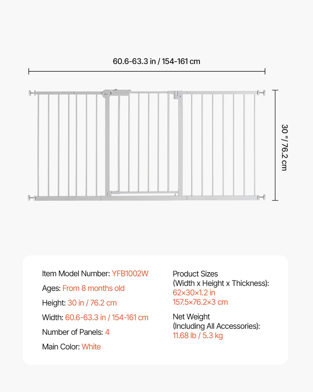 Baby Gate 28/30/36 Inches High Baby Gate