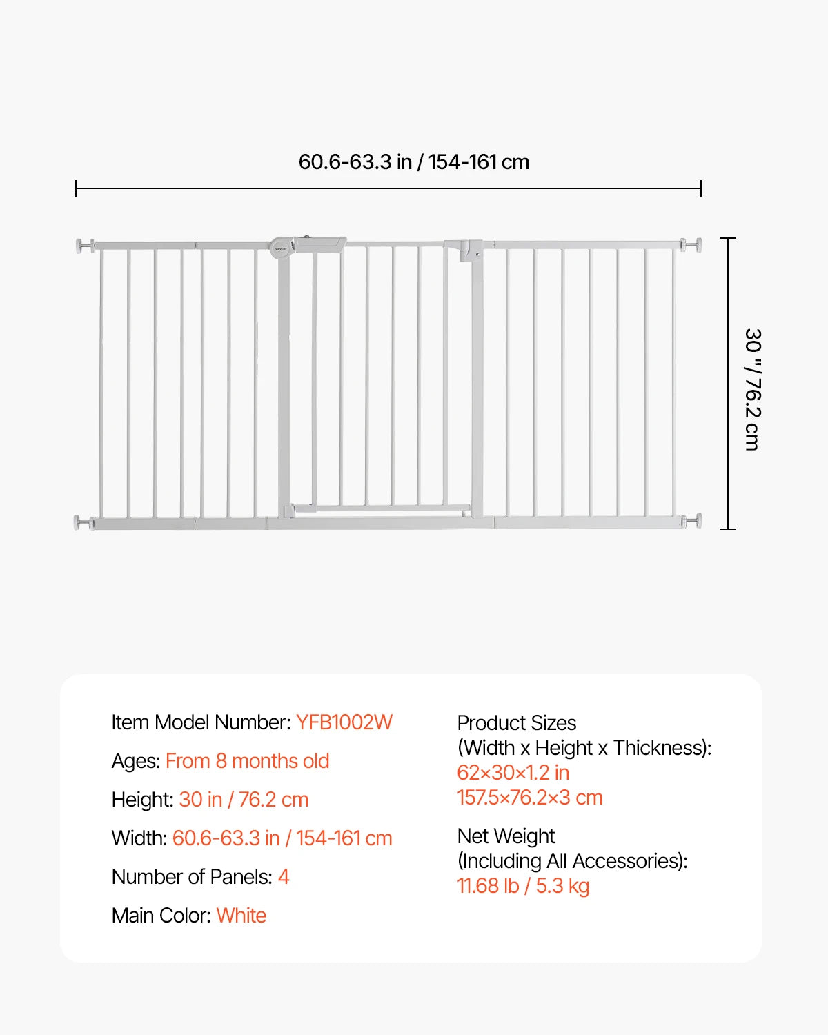 Baby Gate 28/30/36 Inches High Baby Gate