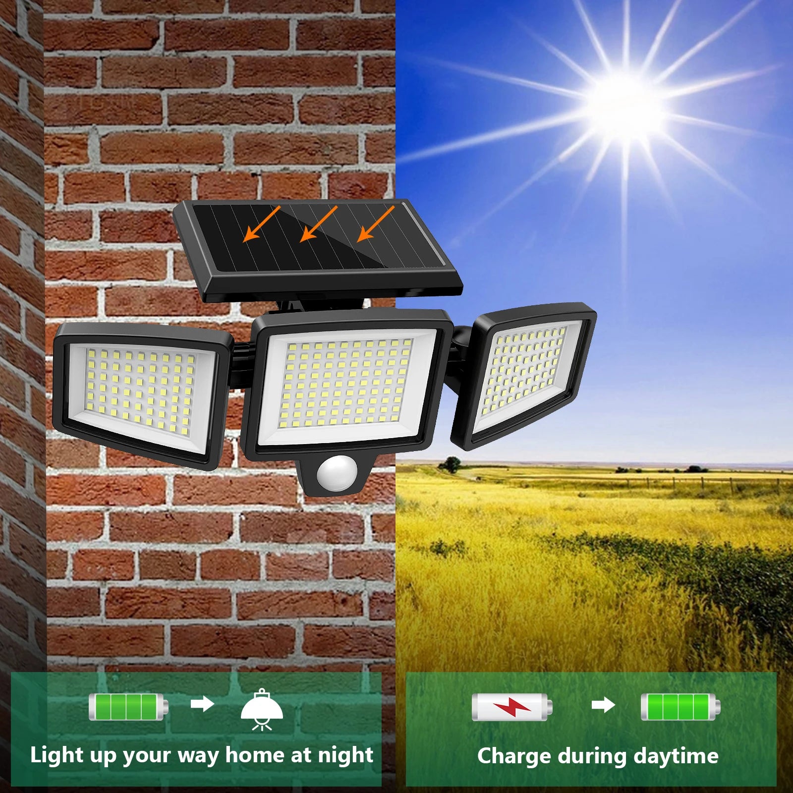 4-Pack Outdoor Solar Lights, Motion Sensor For Yard And Patio