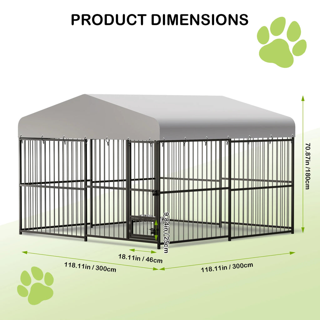 Large Dog Kennel Outside Heavy-Duty with Roof