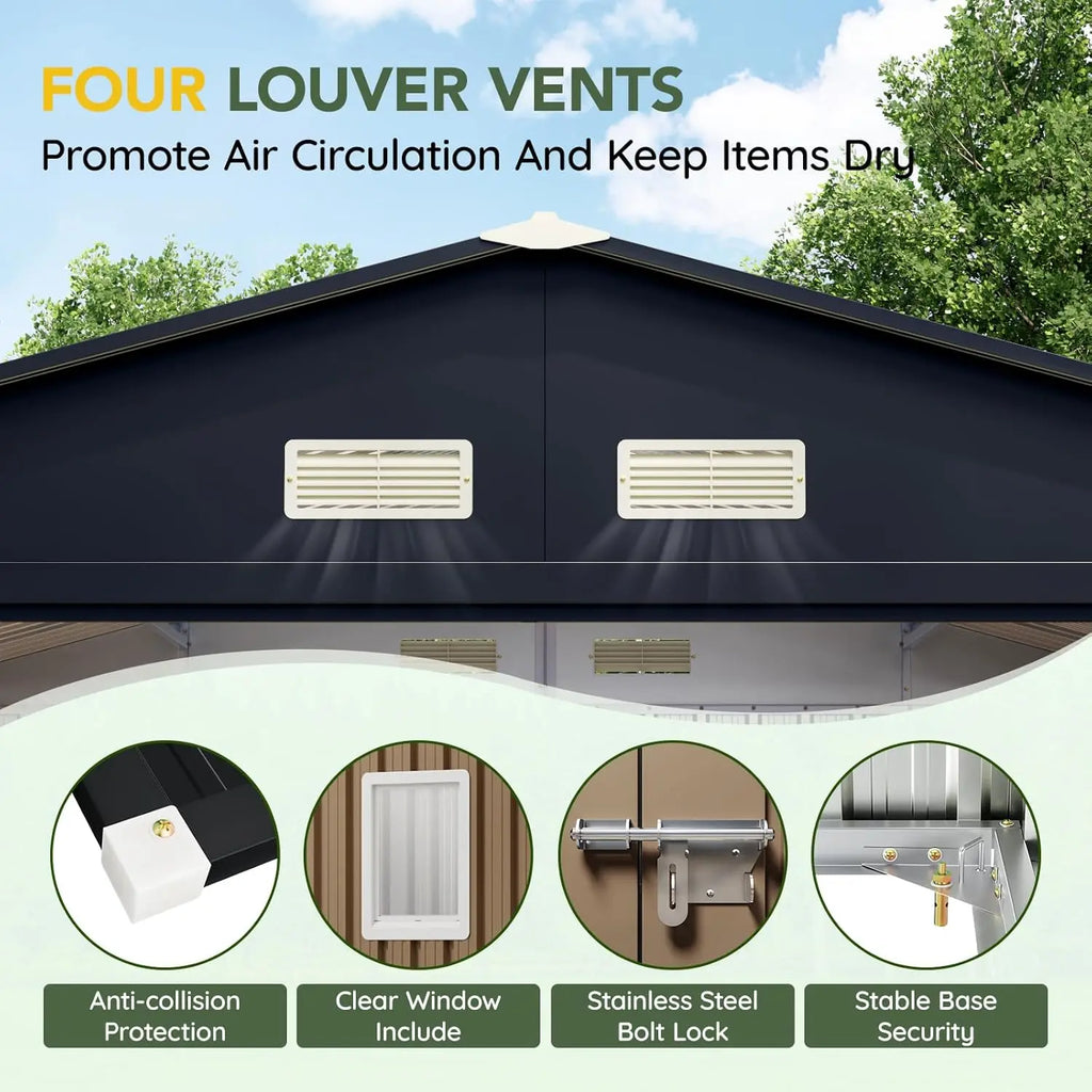 Outdoor Storage Shed 10 x 12ft.  Metal with Lockable Doors