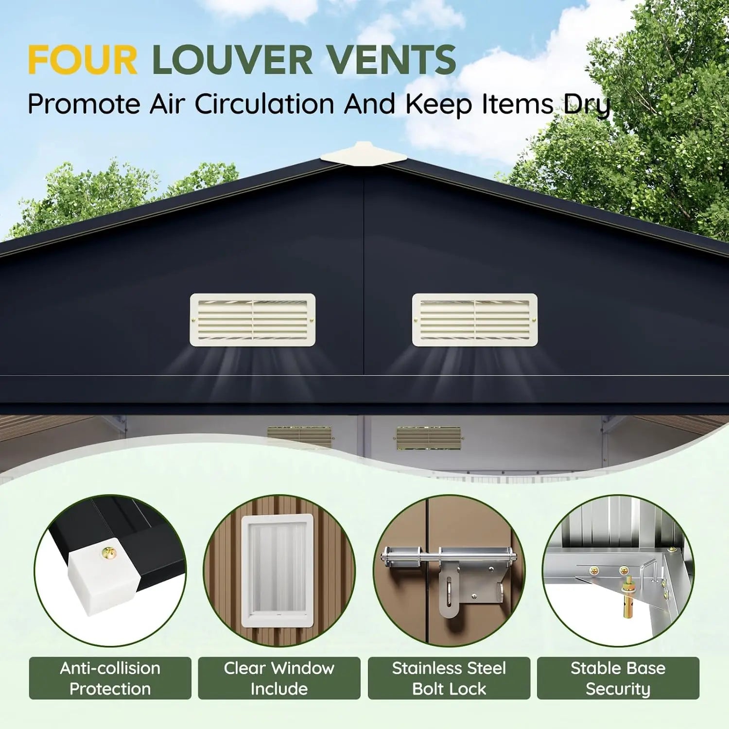 Outdoor Storage Shed 10 x 12ft.  Metal with Lockable Doors