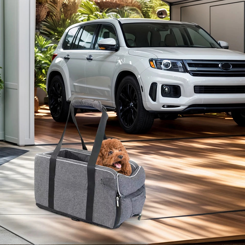 Multipurpose Center Console Dog Car Seat with Shoulder Straps