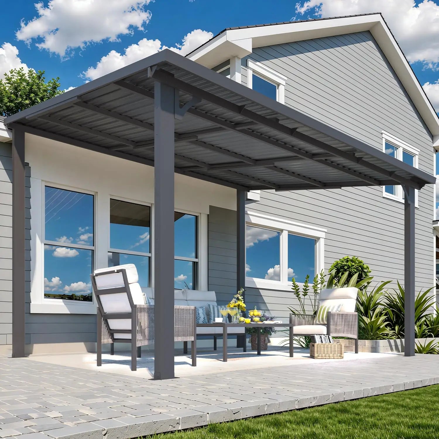 Wall Gazebo12’ x 10’, Hard Top Gazebos Pergola on Clearance