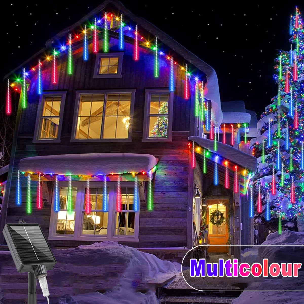 Christmas Lights Outdoor Solar Meteor Shower Lights 8 Tubes