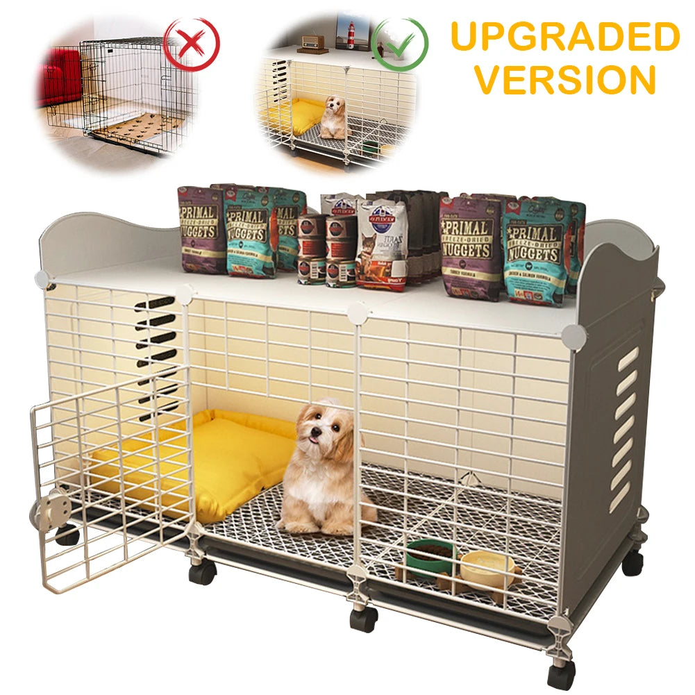 Dog Cage Crate with Wheels & Tray Indoor Dog House