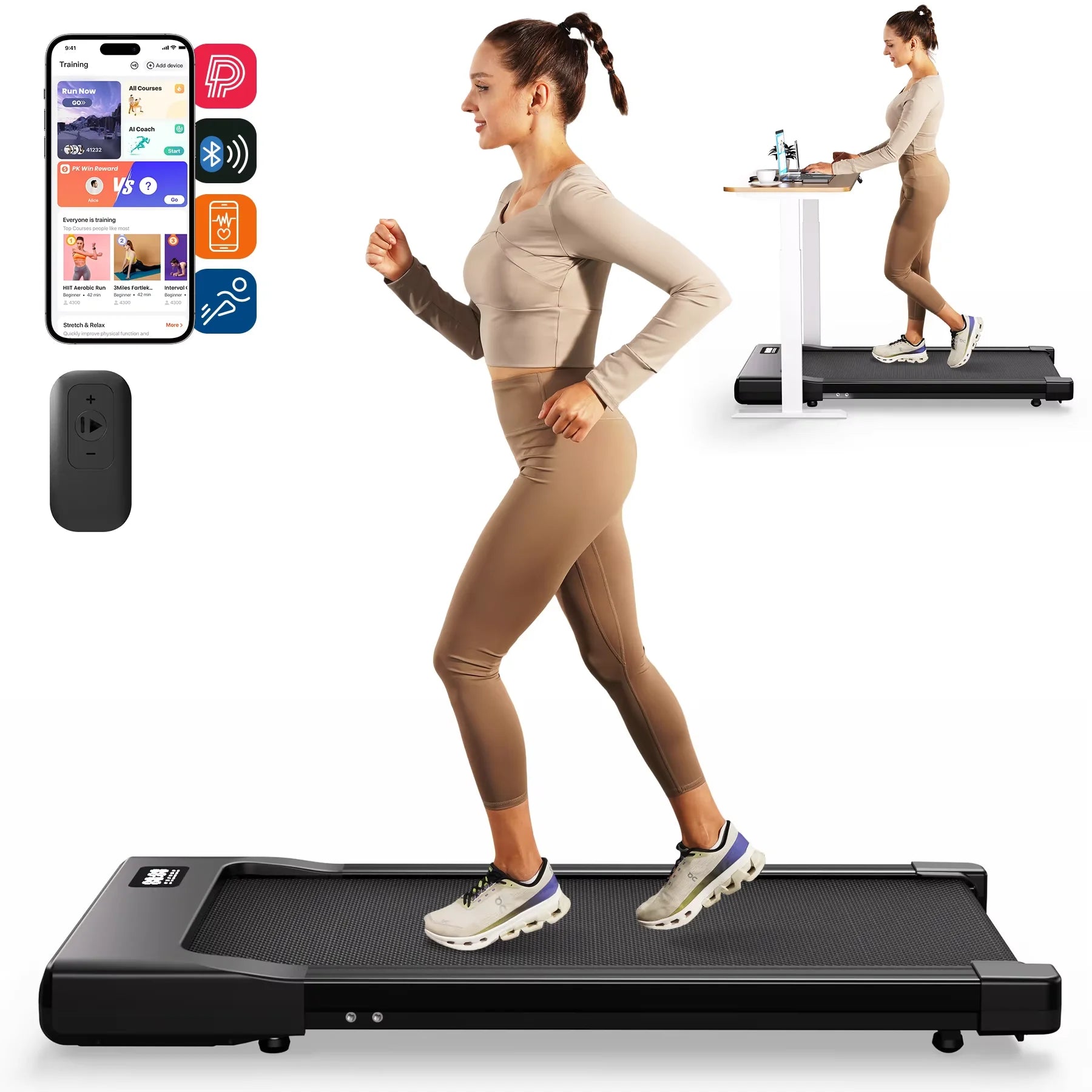 Walking Pad Treadmill 2 in 1 Portable with Remote Control
