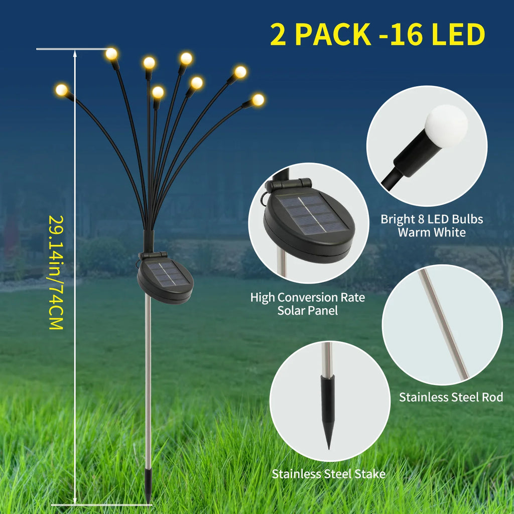8-Head Solar Firefly Lights For Outdoor Decorative Garden