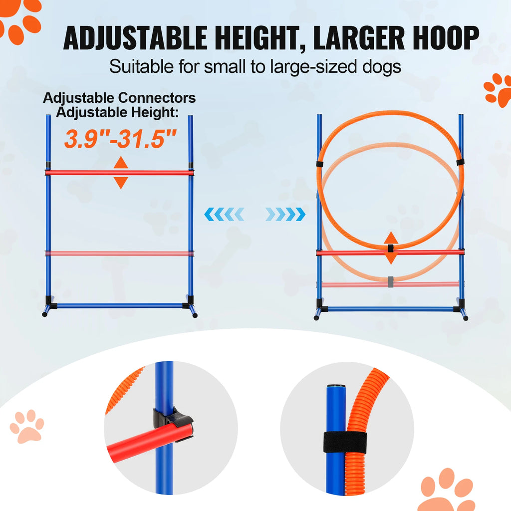 Dog Agility Training Equipment 4 PCS Set with Adjustable High