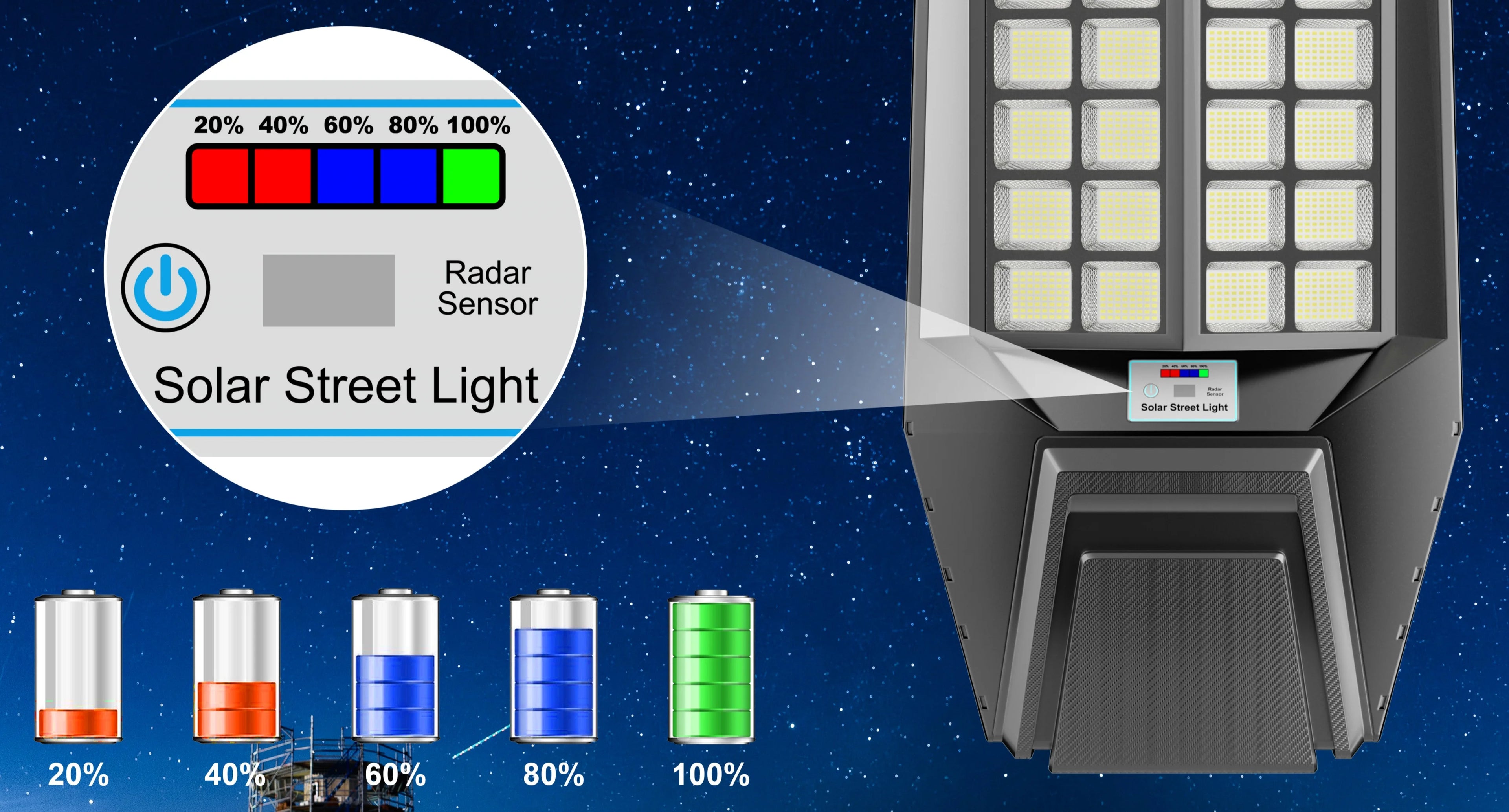 Outdoor solar light 8000W LED waterproof motion sensor street light