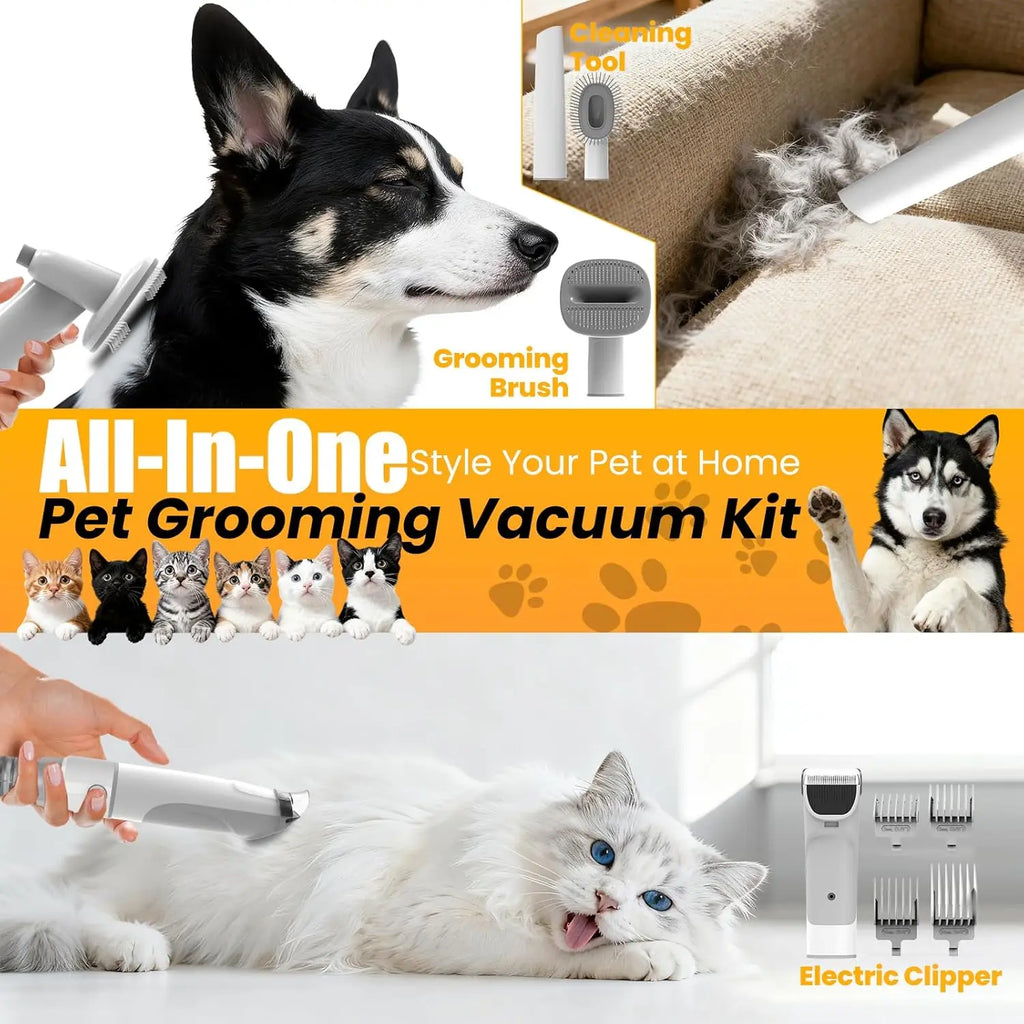 All-in-One Pet Grooming Vacuum with Hair Clipper