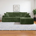 95" L-Shaped Sofa Chaise Rabbit Fleece Upholstery