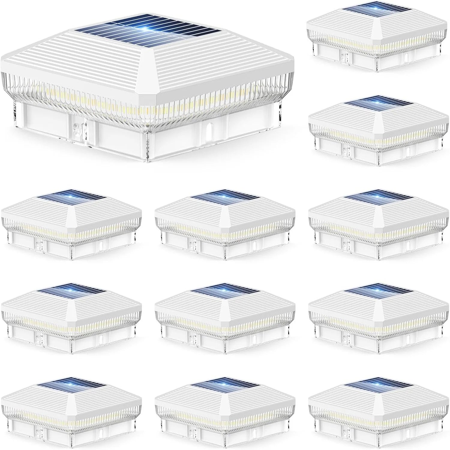 "Solar Post Cap 6/12-Pack, 40-LED 30-Lumen 4x4 Fence Lights"
