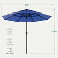 10FT 3-Tier Patio Outdoor Umbrella with Solar 32 LED Lights
