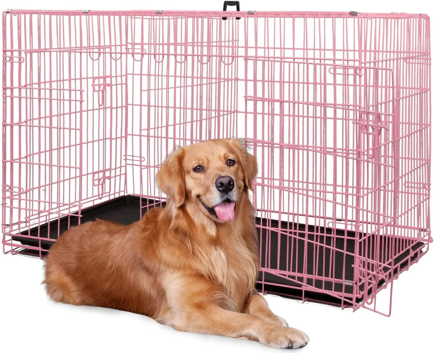 Dog Crate 48" Black Foldable Metal Kennel
