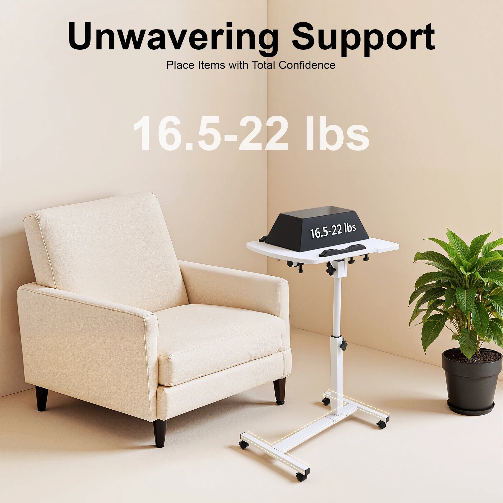 360° Adjustable Laptop Desk Stand Tilting Overbed Table with Wheels