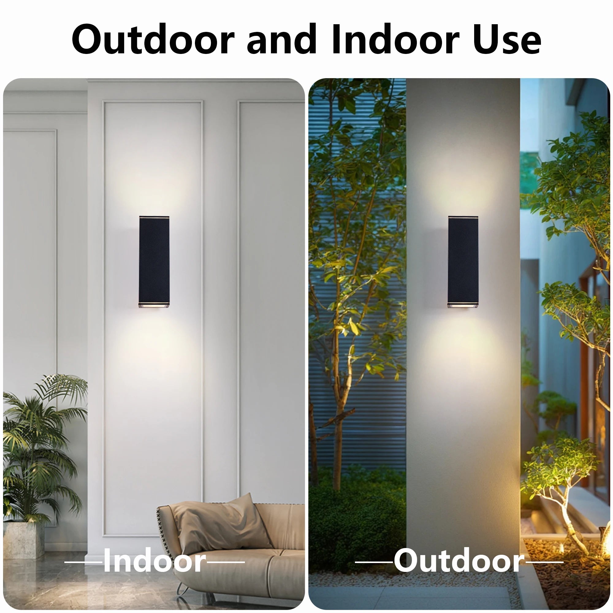 2 Pack Rectangular Outdoor Wall Sconce Light  Dual E26 Base