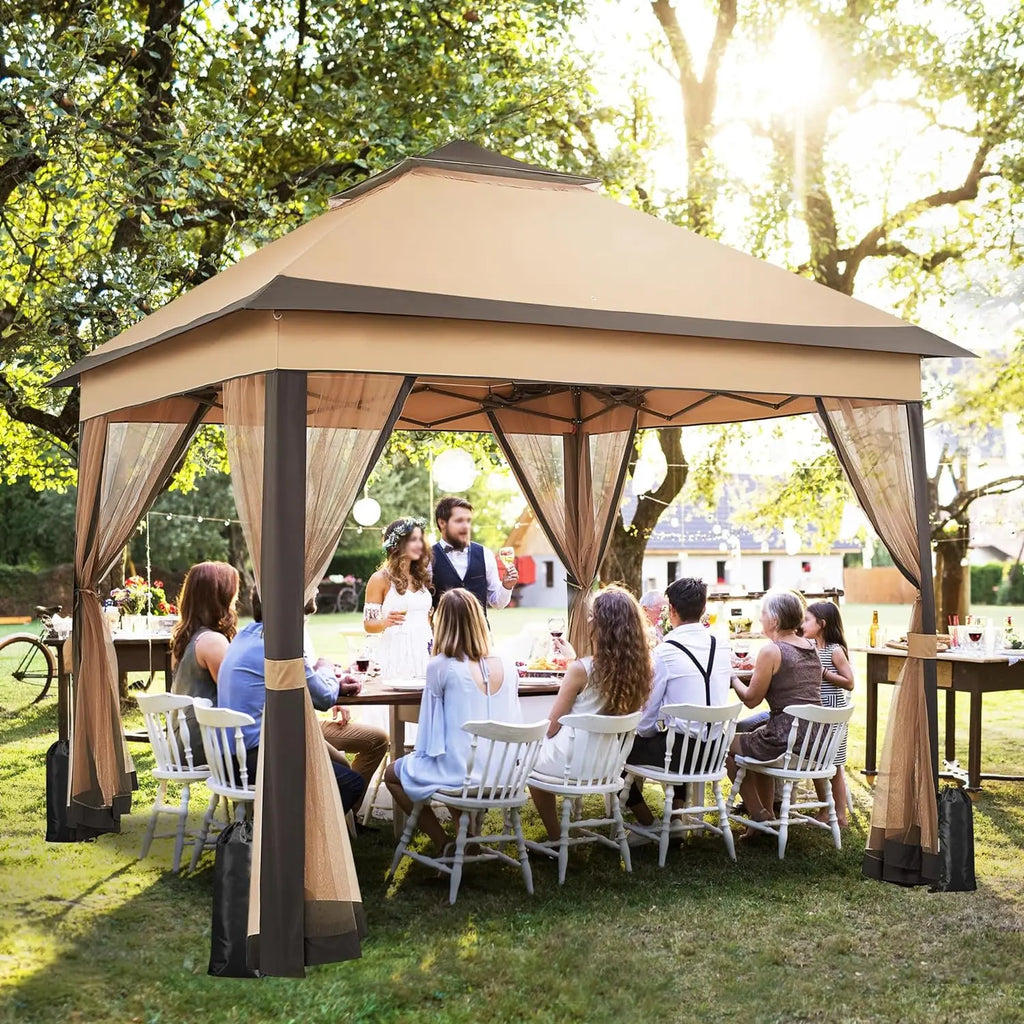 Outdoor Gazebo Canopy with 4 Detachable Mosquito Nets and Rainproof
