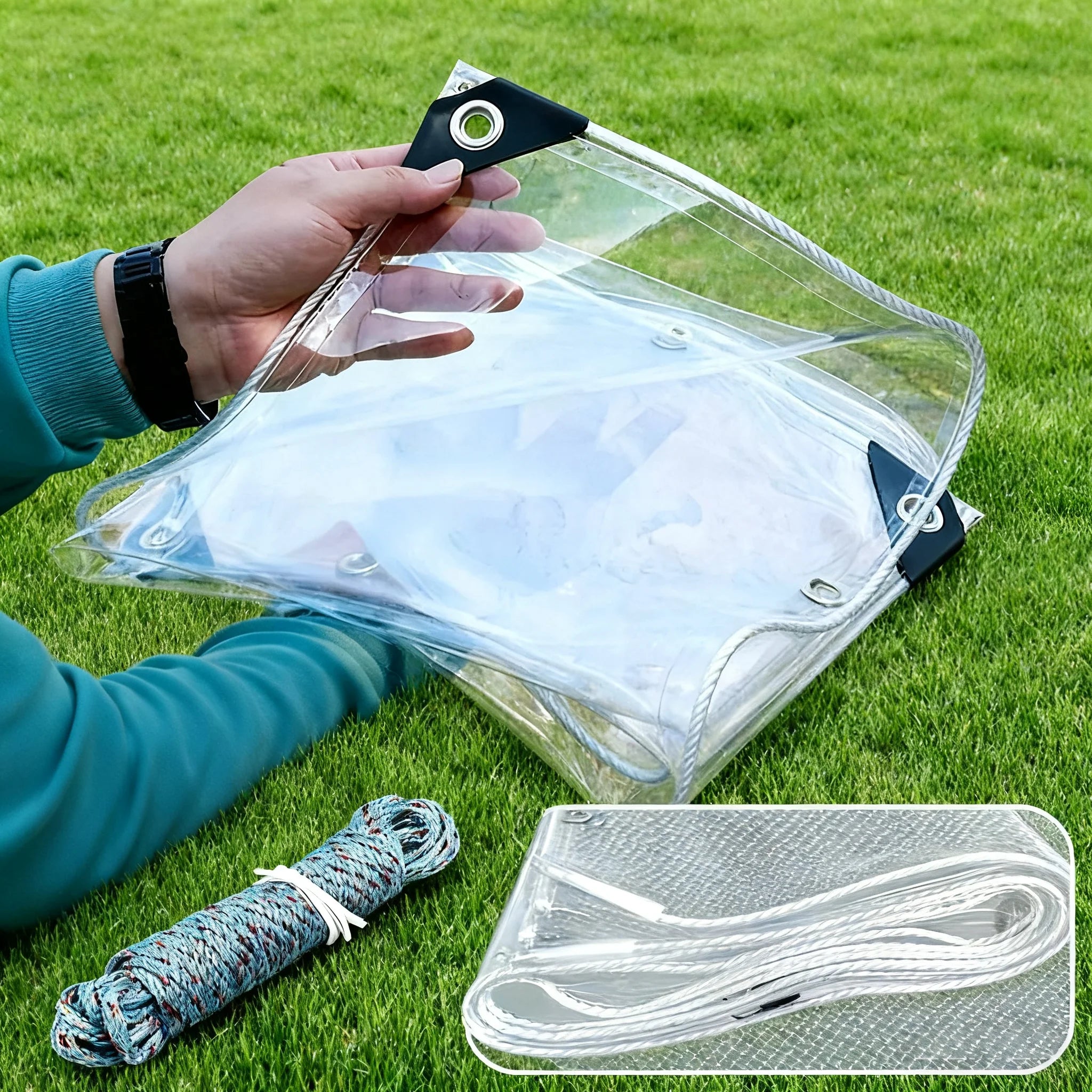 Heavy Duty Waterproof Tarp 17.8 Mil Clear Vinyl Tarp with Grommets