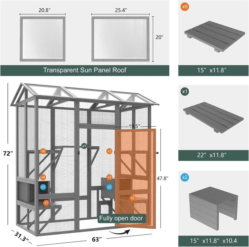 Catio Outdoor Cat Enclosure, Large House for Mutiple Cats