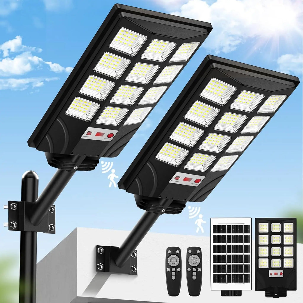 Solar Street Light Waterproof with Motion Sensor& Remote Control 2-Pack