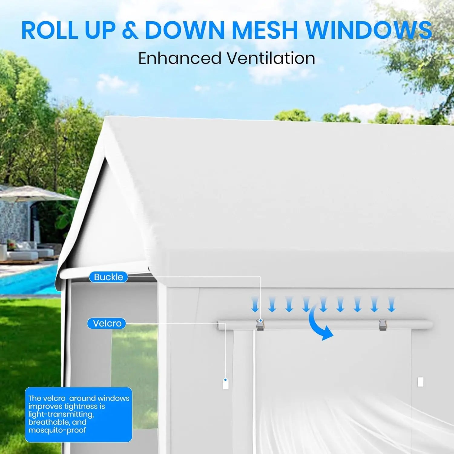 12x20 Heavy Duty Portable Garage Carport Canopy with Roll-Up Windows