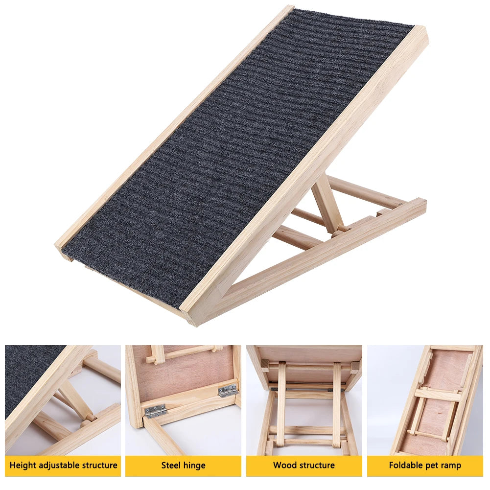 Dog Ramp Pet Wooden Ramp with Adjustable Height